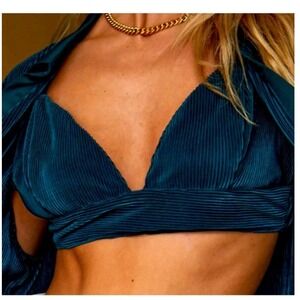 12th Tribe Emerald Green Pleated Bralette Top Size Medium‎
